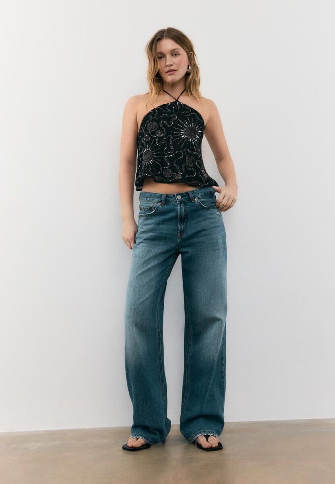 Top halter brodat