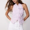Top halter cu nod semi-șifonat în stil qipao Top halter cu nod semi-șifonat în stil qipao