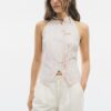 Top halter cu nod semi-șifonat în stil qipao Top halter cu nod semi-șifonat în stil qipao