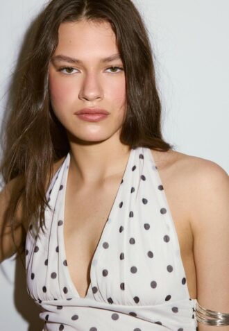 Top halter din plasă cu buline