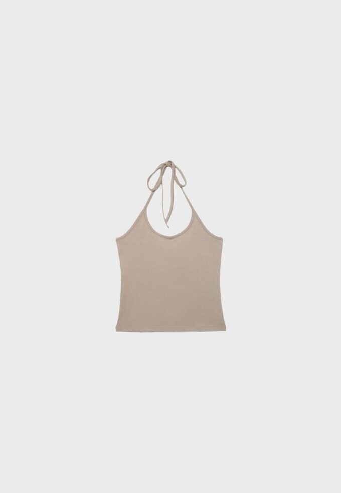 Top tricotat cu gât halter Top tricotat cu gât halter