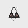 Topuri de bikini triunghiulare cu flori brodate Topuri de bikini triunghiulare cu flori brodate