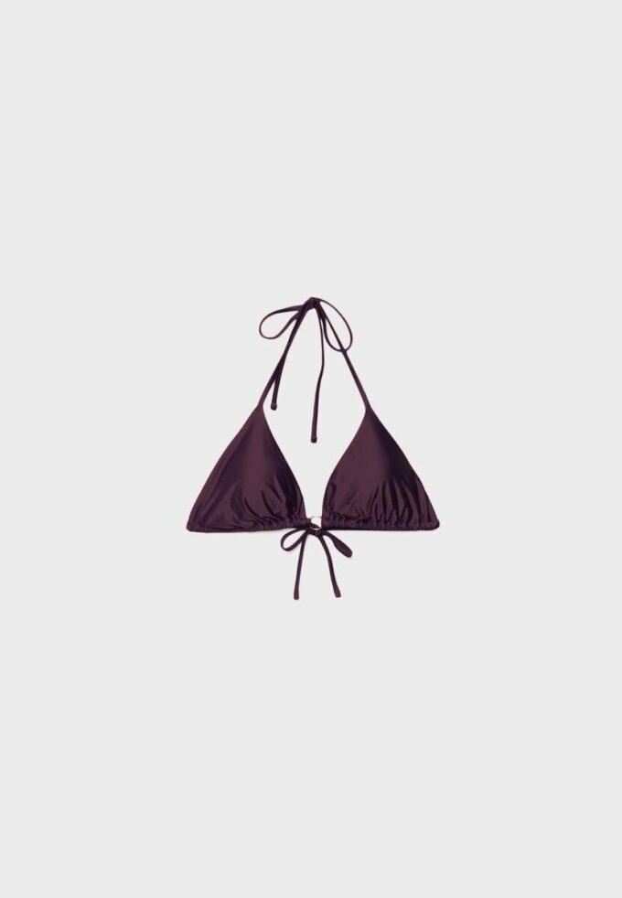 Topuri de bikini triunghiulare din satin Topuri de bikini triunghiulare din satin