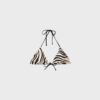 Topuri de bikini triunghiulare din satin imprimat Topuri de bikini triunghiulare din satin imprimat