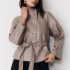 Trench cu guler înalt, aspect piele Trench cu guler înalt, aspect piele