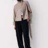 Trench cu guler înalt, aspect piele Trench cu guler înalt, aspect piele