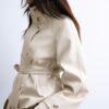 Trench cu guler înalt, aspect piele Trench cu guler înalt, aspect piele