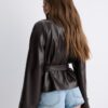 Trench cu guler înalt, aspect piele Trench cu guler înalt, aspect piele