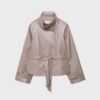 Trench cu guler înalt, aspect piele Trench cu guler înalt, aspect piele