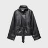 Trench cu guler înalt, aspect piele Trench cu guler înalt, aspect piele