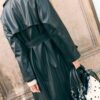 Trench lung din imitație de piele Trench lung din imitație de piele