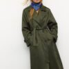 Trench lung din imitație de piele de căprioară Trench lung din imitație de piele de căprioară