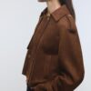 Trench scurt din imitație de piele de căprioară Trench scurt din imitație de piele de căprioară