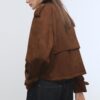Trench scurt din imitație de piele de căprioară Trench scurt din imitație de piele de căprioară