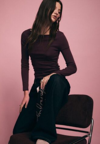 Tricou cu mâneci lungi și drapaj Tricou cu mâneci lungi și drapaj