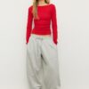 Tricou cu mâneci lungi și drapaj