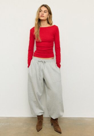 Tricou cu mâneci lungi și drapaj Tricou cu mâneci lungi și drapaj