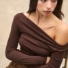 Tricou cu mâneci lungi și drapaj Tricou cu mâneci lungi și drapaj