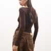 Tricou cu mâneci lungi și drapaj Tricou cu mâneci lungi și drapaj
