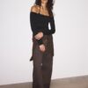 Tricou cu mâneci lungi și gât halter Tricou cu mâneci lungi și gât halter