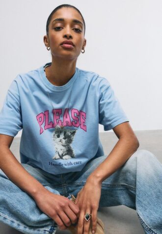 Tricou cu mâneci scurte, cu imprimeu și aplicație