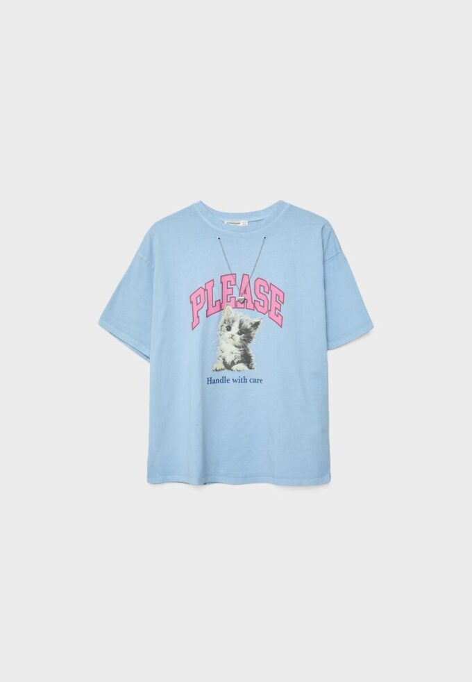 Tricou cu mâneci scurte, cu imprimeu și aplicație Tricou cu mâneci scurte, cu imprimeu și aplicație