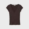 Tricou cu mâneci scurte, decolteu în V și dantelă Tricou cu mâneci scurte, decolteu în V și dantelă