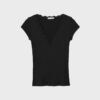 Tricou cu mâneci scurte, decolteu în V și dantelă Tricou cu mâneci scurte, decolteu în V și dantelă