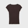 Tricou cu mâneci scurte, decolteu în V și dantelă Tricou cu mâneci scurte, decolteu în V și dantelă