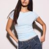 Tricou cu mâneci scurte și drapaj lateral Tricou cu mâneci scurte și drapaj lateral