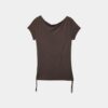 Tricou cu mâneci scurte și drapaj lateral Tricou cu mâneci scurte și drapaj lateral
