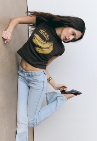 Tricou cu mâneci scurte și imprimeu cu banane
