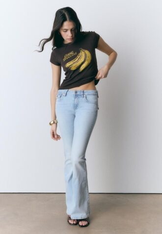 Tricou cu mâneci scurte și imprimeu cu banane
