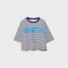 Tricou cu mâneci scurte și imprimeuri în dungi Tricou cu mâneci scurte și imprimeuri în dungi