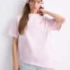 Tricou cu mâneci scurte și tiv din dantelă Tricou cu mâneci scurte și tiv din dantelă