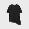 Tricou cu mâneci scurte și tiv din dantelă Tricou cu mâneci scurte și tiv din dantelă