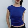Tricou de bază ajustat cu volane Tricou de bază ajustat cu volane
