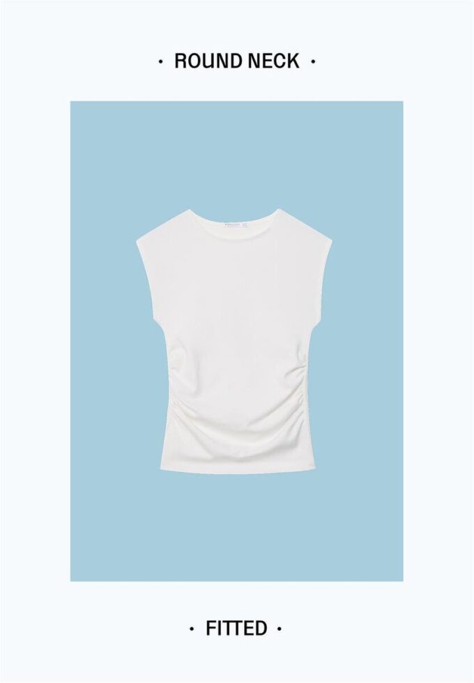 Tricou de bază ajustat cu volane Tricou de bază ajustat cu volane