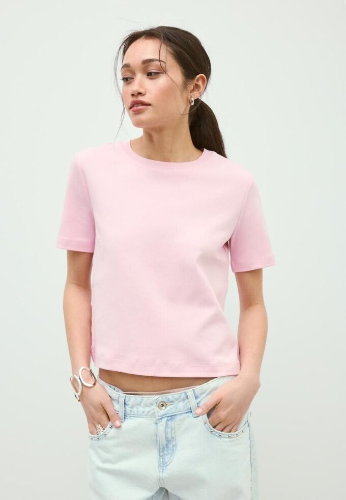 Tricou de bază cu croială regular și material gros Tricou de bază cu croială regular și material gros