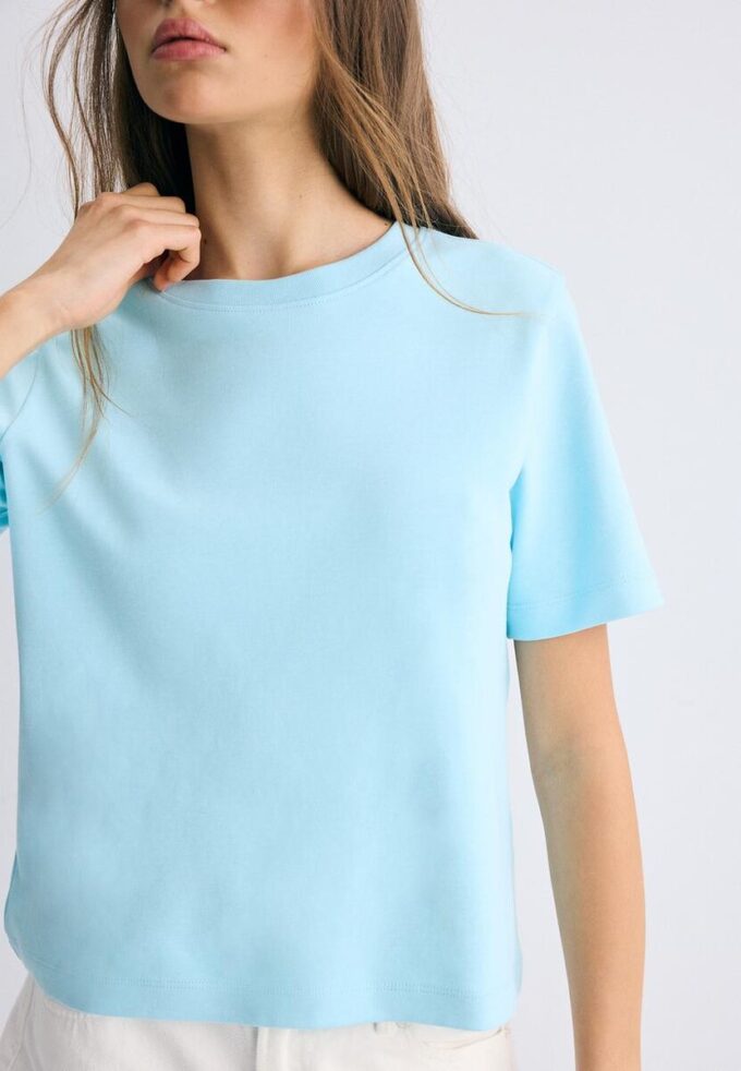 Tricou de bază cu croială regular și material gros Tricou de bază cu croială regular și material gros