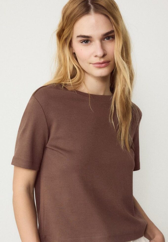 Tricou de bază cu croială regular și material gros Tricou de bază cu croială regular și material gros