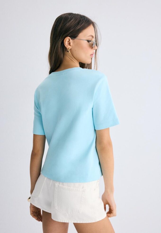 Tricou de bază cu croială regular și material gros Tricou de bază cu croială regular și material gros