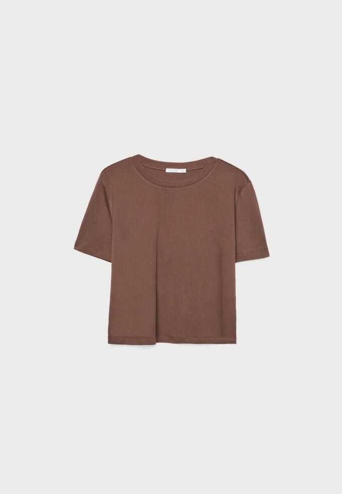 Tricou de bază cu croială regular și material gros Tricou de bază cu croială regular și material gros