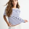 Tricou de bază cu dungi, croială regular, din material gros Tricou de bază cu dungi, croială regular, din material gros