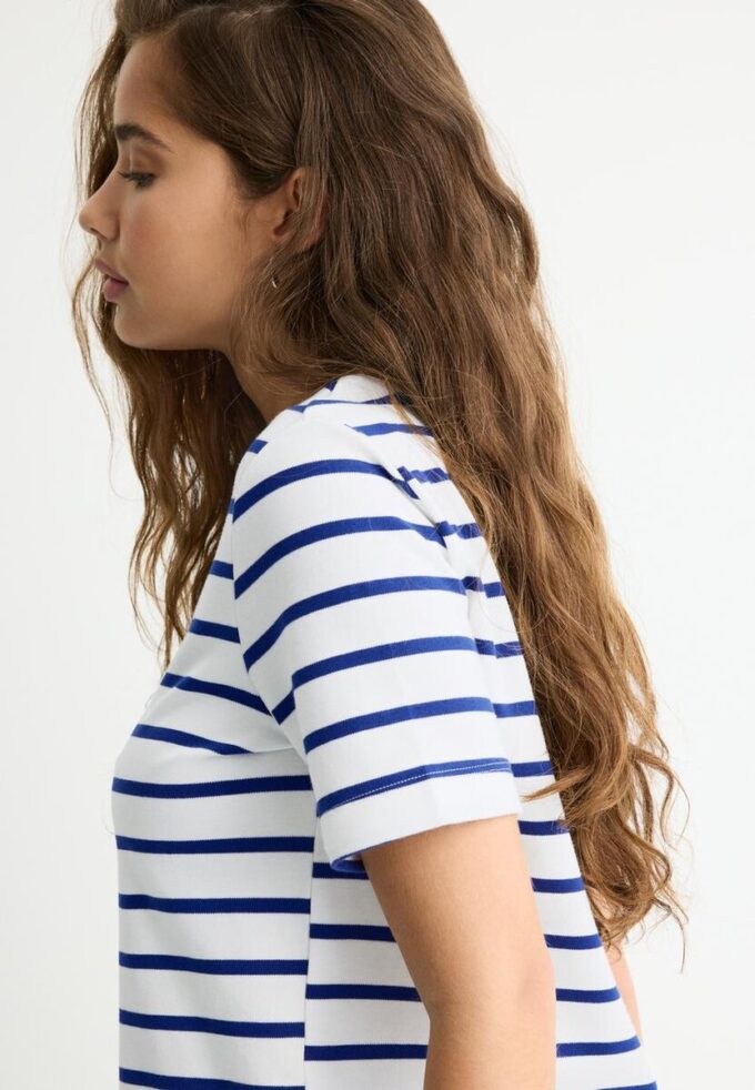 Tricou de bază cu dungi, croială regular, din material gros Tricou de bază cu dungi, croială regular, din material gros