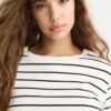 Tricou de bază cu dungi, croială regular, din material gros Tricou de bază cu dungi, croială regular, din material gros