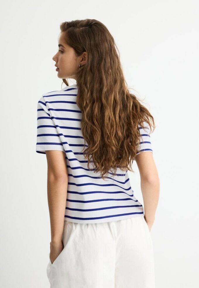 Tricou de bază cu dungi, croială regular, din material gros Tricou de bază cu dungi, croială regular, din material gros
