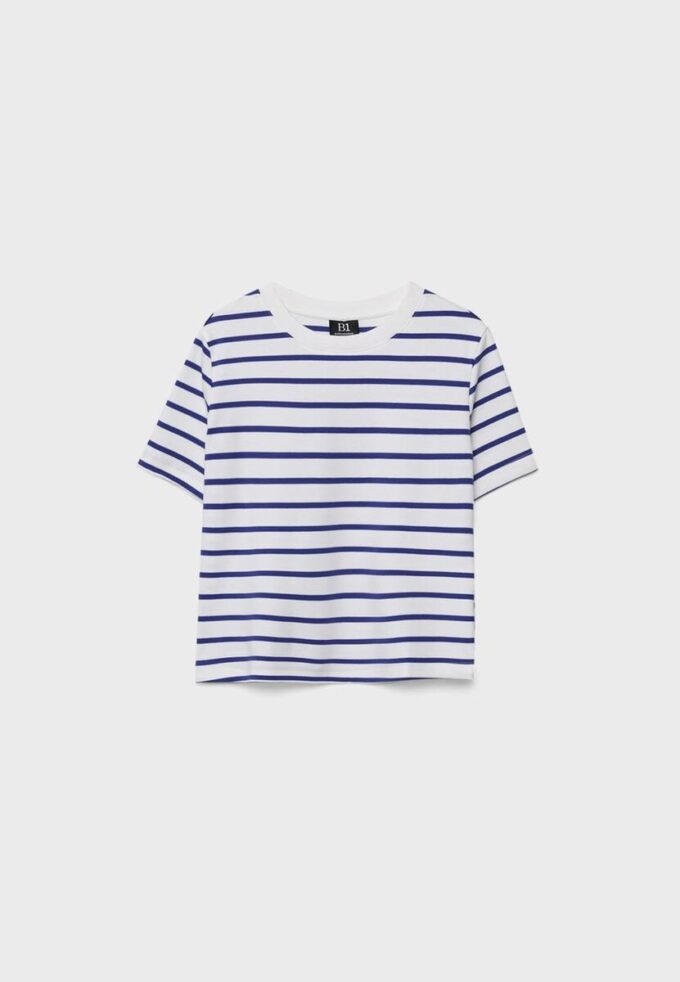 Tricou de bază cu dungi, croială regular, din material gros Tricou de bază cu dungi, croială regular, din material gros