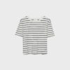 Tricou de bază cu dungi, croială regular, din material gros Tricou de bază cu dungi, croială regular, din material gros