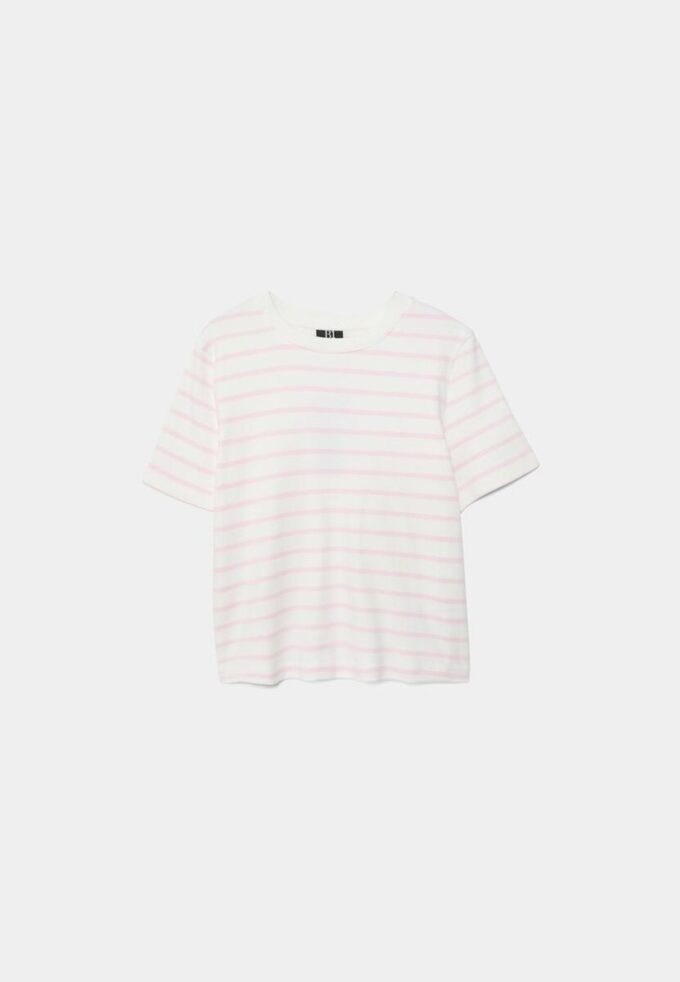 Tricou de bază cu dungi, croială regular, din material gros Tricou de bază cu dungi, croială regular, din material gros